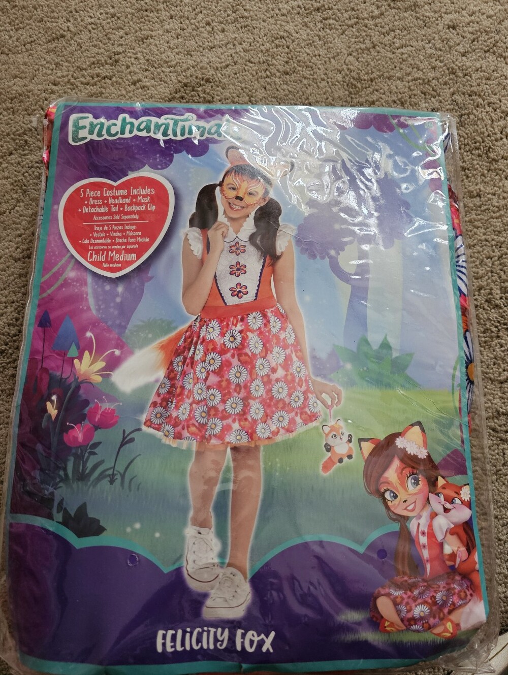 Felicity Fox Girls' Red Floral Fox Costume - Child Medium 5 Pieces